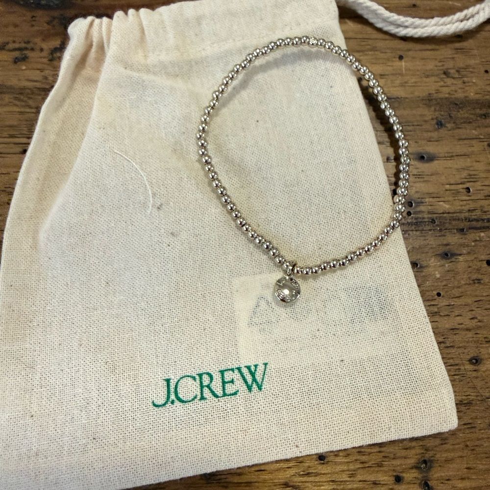 J.crew beaded stretch bracelet with dainty cubic zirconia charm